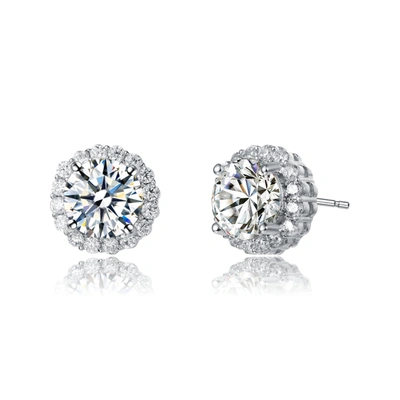 Rachel Glauber Ra White Gold Plated Cubic Zirconia Round Earrings