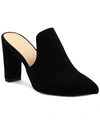 Adrienne Vittadini Nella Faux Leather Pointed Toe Block Heel Mule In Black