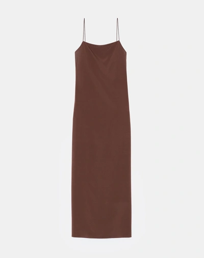 Lafayette 148 Organic Silk Georgette A-line Slip Dress In Brown