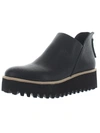 ALL BLACK WOMENS LEATHER WEDGES BOOTIES