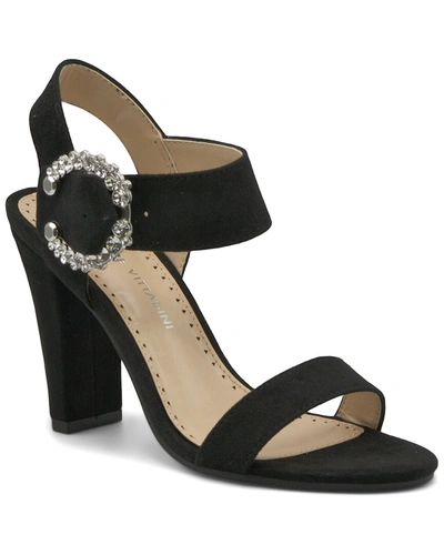 Adrienne Vittadini Women's Geno Rhinestone Buckle Dress Sandals Women's Shoes In Black