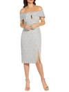 AIDAN MATTOX WOMENS OFF-THE-SHOULDER KNEE-LENGTH COCKTAIL AND PARTY DRESS