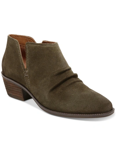 Zodiac Hope Womens Almond Toe Block Heel Ankle Boots In Dark Olive Suede