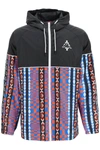 Marcelo Burlon County Of Milan Kappa Windbreaker Jacket With Multicolored Folk Pattern