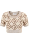 Marine Serre Moon Diamond Chunky Jacquard Crop Sweater