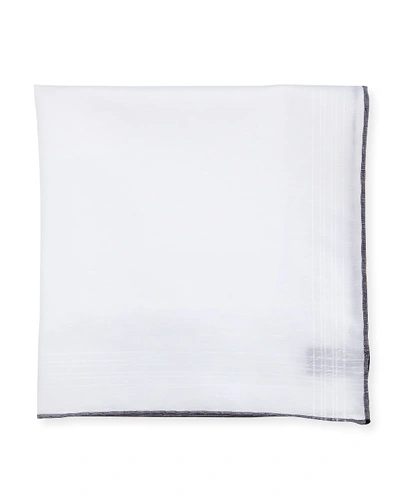 Tom Ford Solid Cotton Pocket Square With Contrast Border, White/black