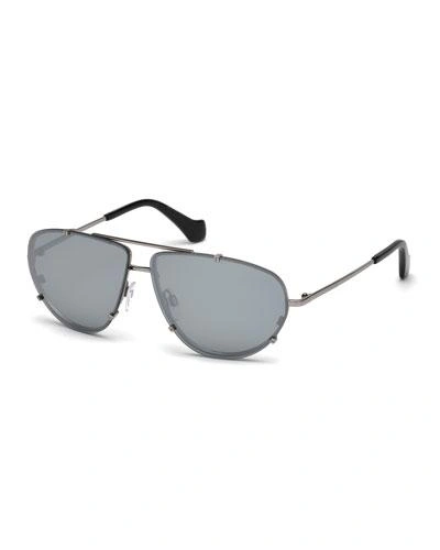 Balenciaga Metal Aviator Sunglasses, Gray