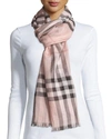 Burberry Lightweight Giant Check Wool & Silk Scarf In Rose