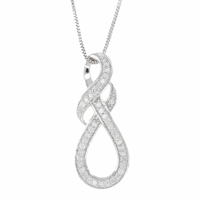 Vir Jewels 1/5 Cttw Diamond Swirl Infinity Pendant In 10k White Gold With Chain In Silver