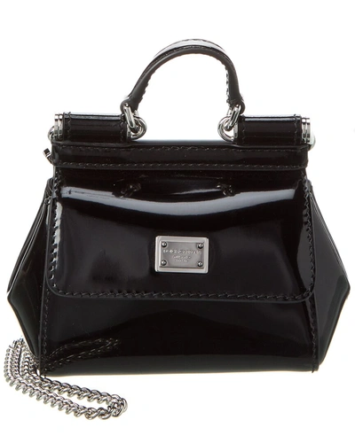 Dolce & Gabbana Kim Sicily Micro Leather Shoulder Bag In Black