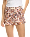 A.l.c Billy Ii Linen Abstract Printed Elastic Waist Shorts In White
