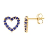 Ballstudz 14k Yellow Gold 8mm Cz Open Heart Stud Earrings, With Pushback, Women's, Unisex In Blue