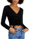 CRAVE FAME JUNIORS WOMENS RUCHED V-NECK CROPPED