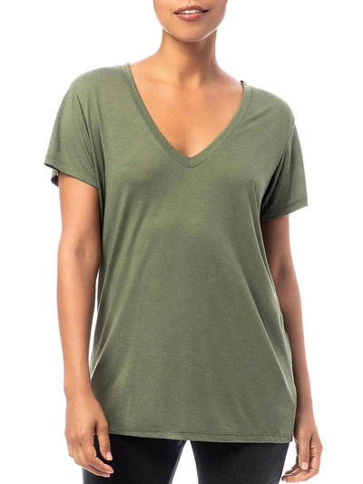 Alternative Womens V Neck Knit T-shirt In Green