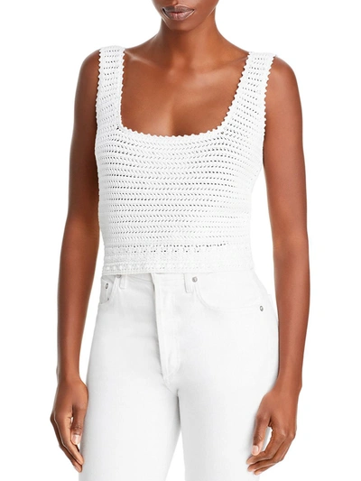 Vince Womens Cropped Crochet Tank Top In White