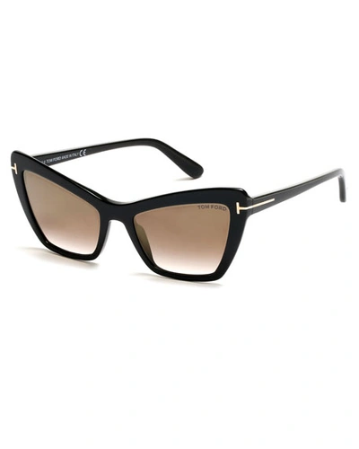 Tom Ford Valesca Cat-eye Flash Sunglasses, Gold/black