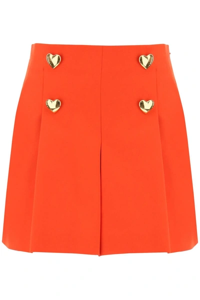 Moschino Heart-shaped Button Detail Shorts In Red