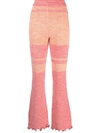 Andersson Bell Striped Knitted Flared Trousers In Pink