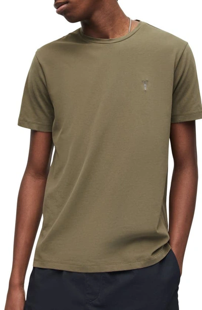 Allsaints Mens Leaf Green Brace Crewneck Cotton-jersey T-shirt