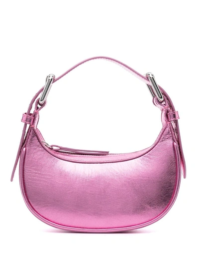 By Far Mini Soho Metallic Leather Shoulder Bag In Fuchsia