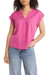 Bobeau Dolman Sleeve Piqué T-shirt In Fuchsia