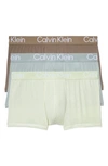 Calvin Klein Ultra-soft Modern 3-pack Stretch Modal Trunks In Cbs Natural Gra