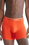 Calvin Klein Microfiber Stretch Wicking Boxer Briefs, Pack Of 3 In Orange/ Asphalt/ Grey