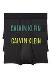 Calvin Klein Assorted 3-pack Intense Power Micro Low Rise Trunks In Black/ Multi Band