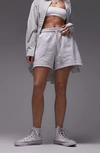 Topshop Cotton Blend Fleece Shorts In Grey