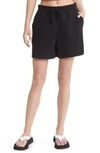 Topshop Cotton Blend Fleece Shorts In Black