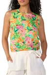 SANCTUARY TWISTED FLORAL COTTON BLEND TANK