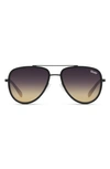 Quay All In 56mm Gradient Aviator Sunglasses In Black/ Black Gold