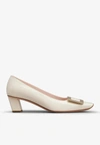 Roger Vivier Belle Vivier 45 Mother-of-pearl Buckle Pumps In Leather In Off-white