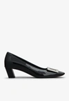 Roger Vivier Black Calfskin Pumps With Buckle And Wide Heel In Black