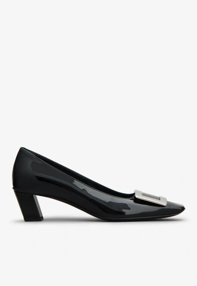 Roger Vivier Belle Vivier 45 Metal Buckle Pumps In Patent Leather In Black