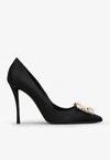 Roger Vivier 65mm Flower Crystal Satin Pumps In Black