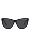 Quay Confidential 51mm Polarized Cat Eye Sunglasses In Black/ Black Polarized