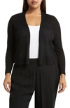 Eileen Fisher Cropped Open-front Cardigan In Black