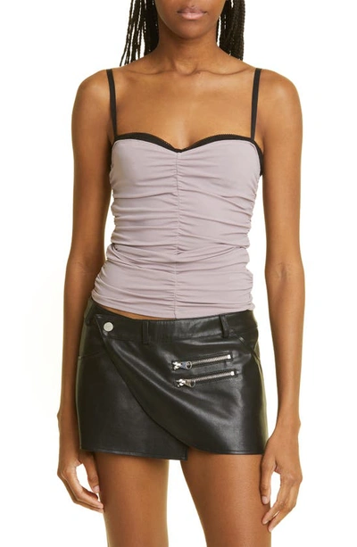 Miaou Renzo Ruched Mesh Tube Top In Taupe