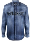 Dsquared2 Logo-print Button-up Denim Shirt In Denim