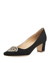 MANOLO BLAHNIK OKKATO LOW-HEEL CREPE PUMPS, BLACK,PROD128070243