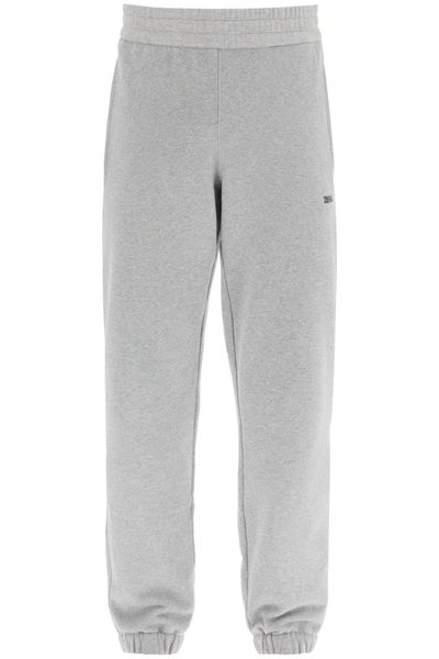 Zegna Logo Cotton Sweatpants In K95 Grey Melange Sol