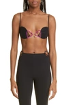 Nensi Dojaka Heart Bra In Black / Fuchsia