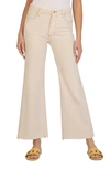 Kut From The Kloth Meg Fab Ab Raw Hem High Waist Ankle Wide Leg Jeans In Ecru