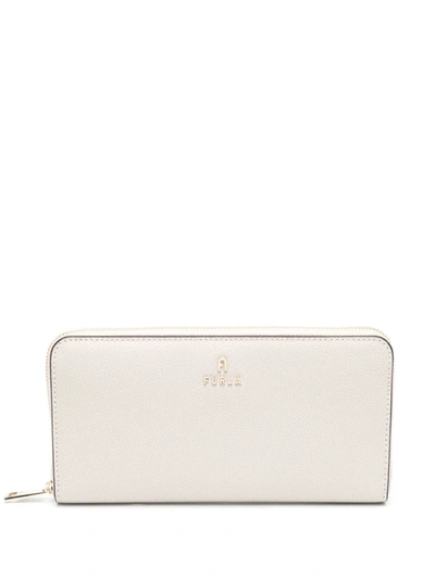Furla Logo-plaque Leather Wallet In Beige