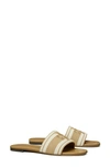 Tory Burch Women's Double T Jacquard Slide Sandals In Cammello/ash White