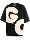 Gcds Man Black Oversized T-shirt With Andy Maxi Logo In Black