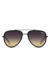 Quay All In 52mm Polarized Mini Aviator Sunglasses In Black/ Smoke Polarized