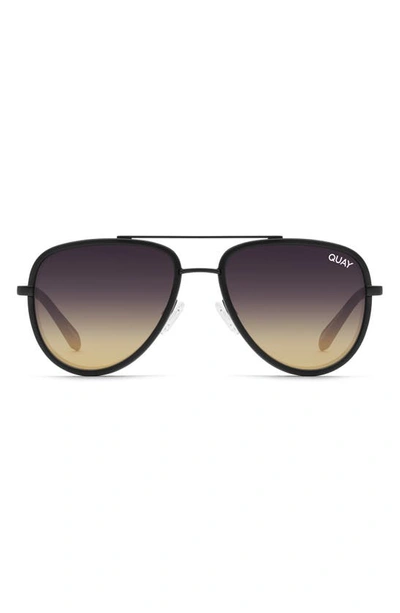 Quay All In 52mm Polarized Mini Aviator Sunglasses In Black/ Smoke Polarized