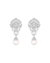 CHANEL LION EARRINGS IN 18K WHITE GOLD, CULTURED PEARLS AND DIAMONDS,PROD122670075